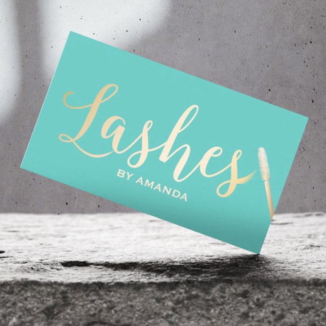 Lash Makeup Artist Modern Teal & Guld Visitkort (Skapare uppladdad)