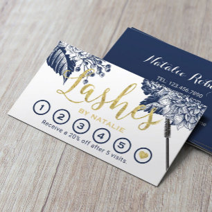 Lash Makeup Artist Navy Blommigt Eyelash Loyalty Lojalitetskort