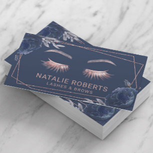Lash Makeup Artist Navy Blommigt Geometric Salon Visitkort
