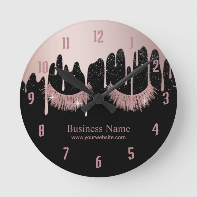 Lash Makeup Artist Ro Guld-droppsalon Rund Klocka (Framsida)