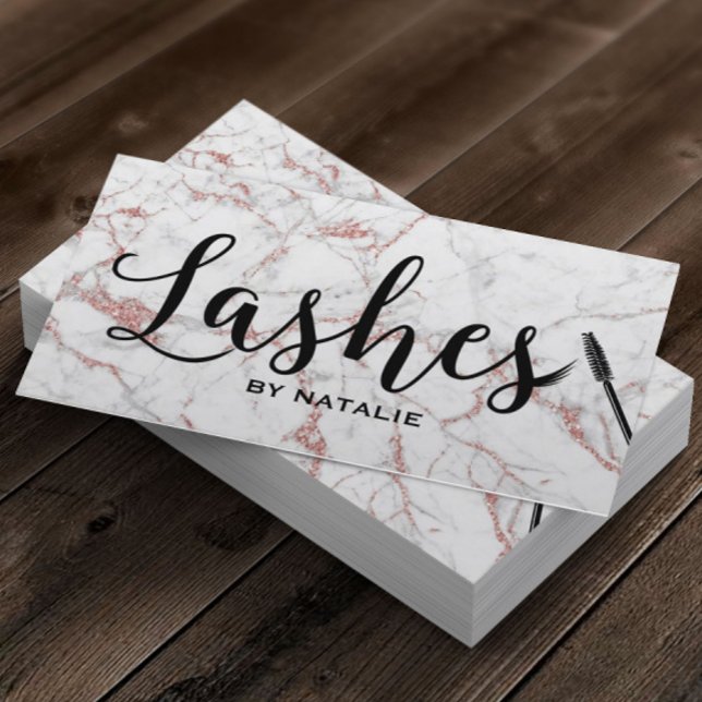 Lash Makeup Artist Ro Guld Marble Typography Visitkort (Skapare uppladdad)