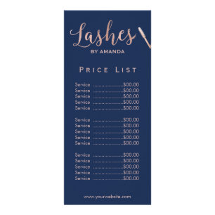 Lash Makeup Artist Ro Guld Script Navy Pris Reklamkort