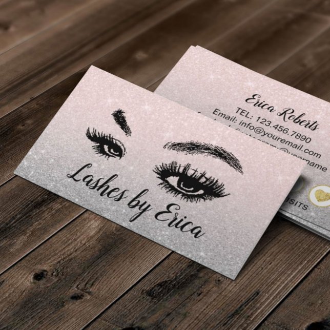 Lash Makeup Artist  Rosa Glitter Loyalty Lojalitetskort (Skapare uppladdad)