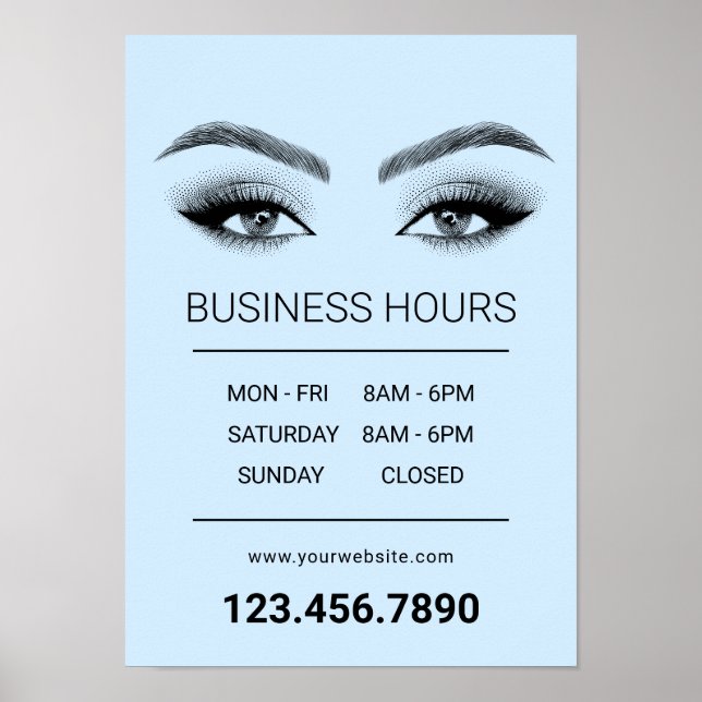 Lash Makeup Artist Salon Open Timours Mint Blue Poster (Framsidan)