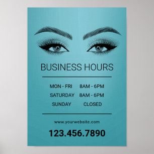 Lash Makeup Artist Salon Open Timours Teal Poster