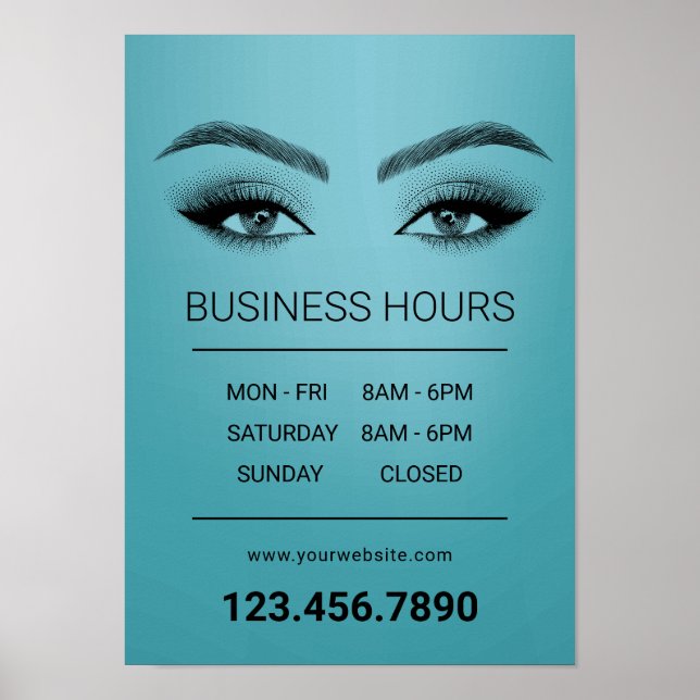 Lash Makeup Artist Salon Open Timours Teal Poster (Framsidan)