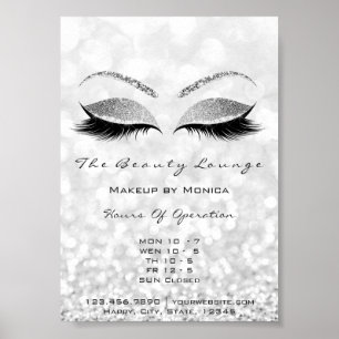 Lash Makeup Artist Silver Beauty Salon Glitter Poster