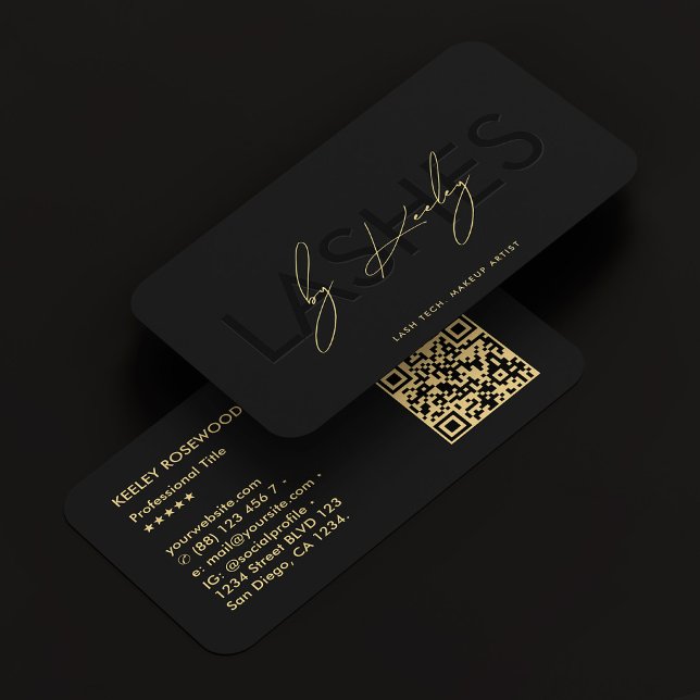 Lash Makeup Artist Techniker Black Modern Visitkort (Lashes Makeup Artist Technician Black Modern Business Card
)