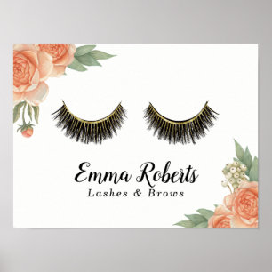 Lash Makeup Artist Vintage Blommigt Beauty Salon Poster