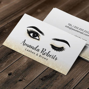 Lash Makeup Artist Wink Öga Elegant Guld Glitter Visitkort
