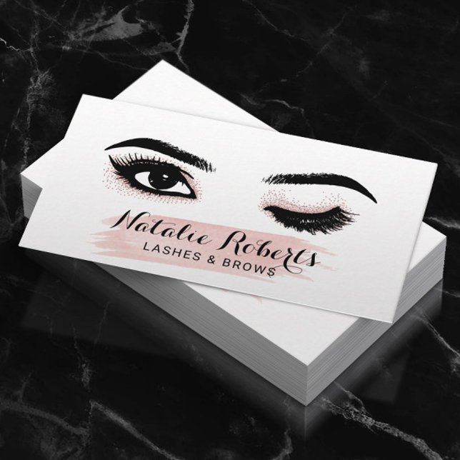 Lash Makeup Artist Wink Öga  Rosa Salon Visitkort (Skapare uppladdad)