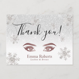 Lash Makeup Artist Winter Snöflingor Tack Vykort