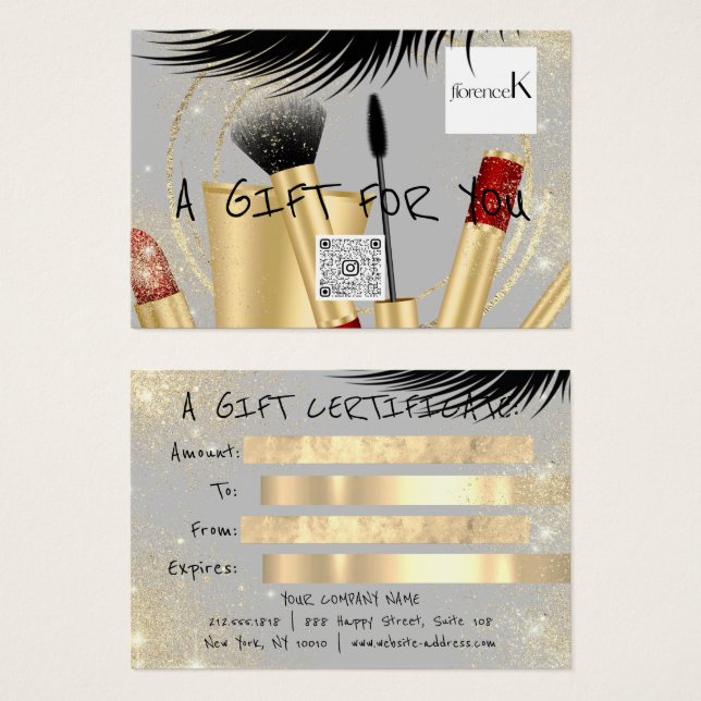 Lash Makeup Esthetic Logotyp QR-kod Visitkort (Framsida & baksida)