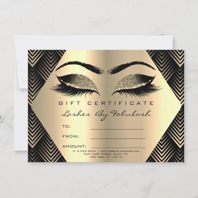 Lash Makeup Guld Black Sepia Certificate Gift (Framsida)