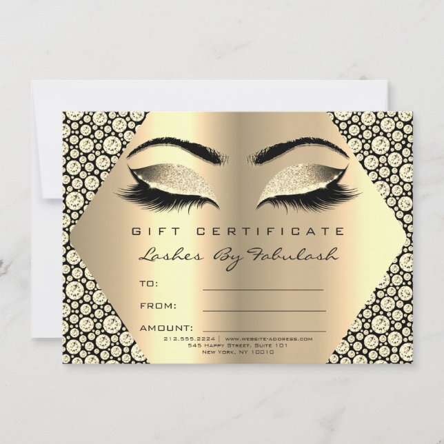 Lash Makeup Guld Diamond Certificate Gift (Framsida)