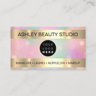 Lash Makeup Nagel Hairdresser Logotyp Guld Pulver Visitkort