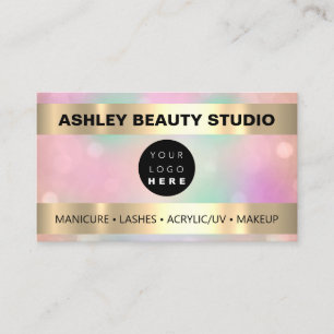 Lash Makeup Nagel Hairdresser Logotyp Guld Ro Visitkort
