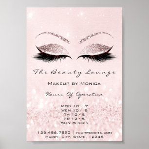 Lash Makeup-öppettider Beauty Salon Glitter Poster