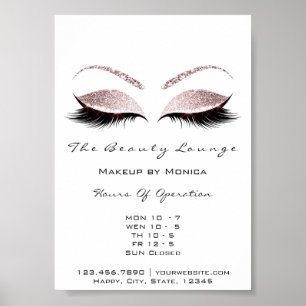 Lash Makeup-öppettider Beauty Salon Glitter Poster