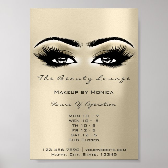 Lash Makeup-öppettider Elfenbenskusten Salon Ögon Poster (Framsidan)