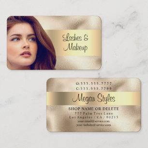 Lash & Makeup Salon, Ditt foto, Guld på Guld Visitkort