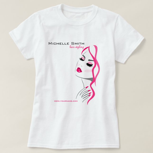 Lash ManicuURE Hair Rosa Girl Girl Girl Beauty Bra T-shirt (Design framsida)