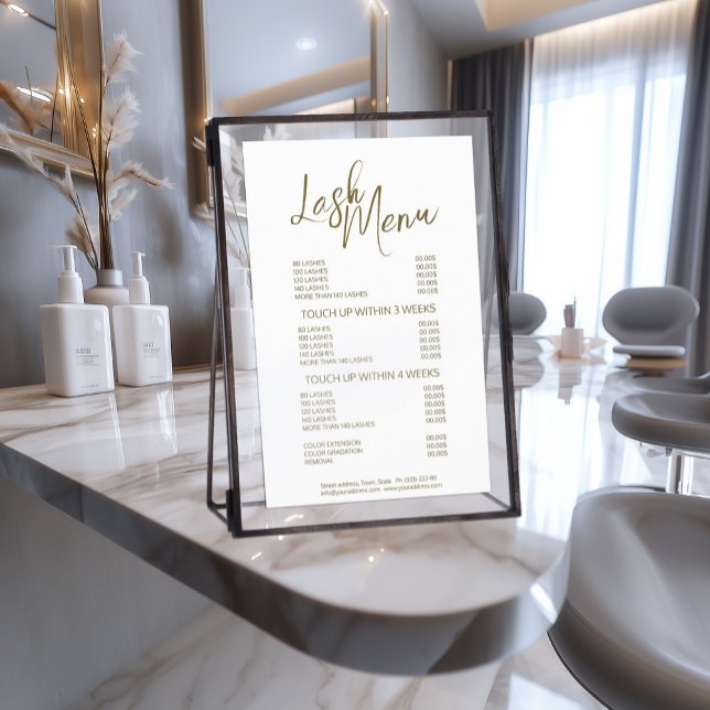 Lash Menu Eyelash Extensions Minimal Basic Simple Flygblad (Perfect for business)