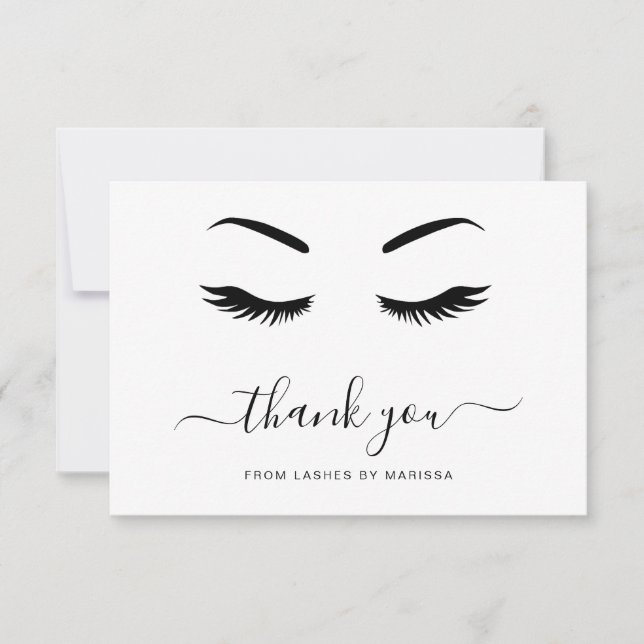 Lash Minimalist Black and White Elegant Business Tack Kort (Framsida)