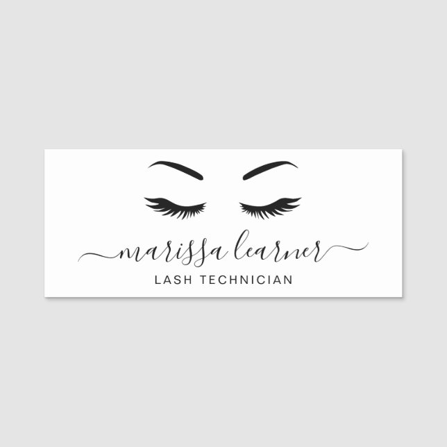Lash-minimalistisk enkel svart och vit Elegant Namnbricka (Framsida)