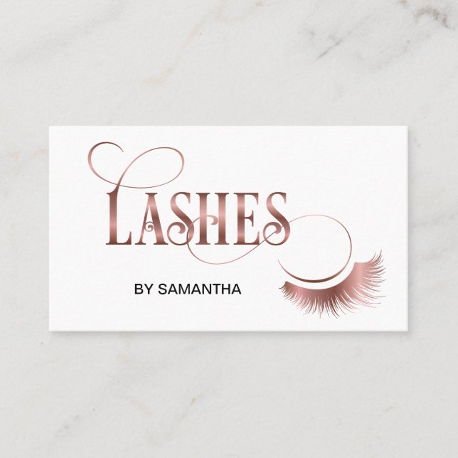 Lash Modern Ro Guld Typography Makeup Artist Visitkort (Framsida)