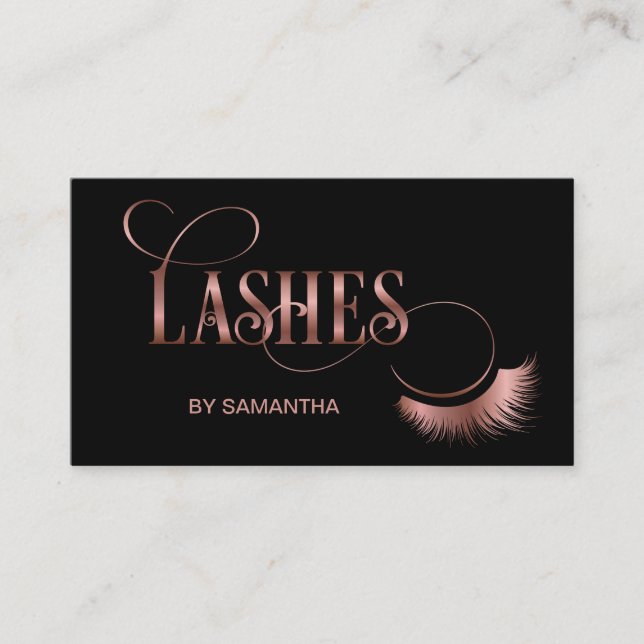 Lash Modern Ro Guld Typography Makeup Artist Visitkort (Framsida)