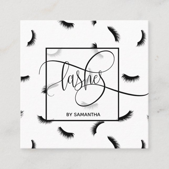 Lash Mönster Lash Eyelash Lash Artist Fyrkantigt Visitkort (Framsida)