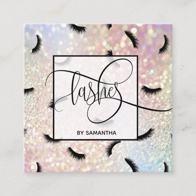 Lash Mönster Lash Eyelash Lash Artist Fyrkantigt Visitkort (Framsida)