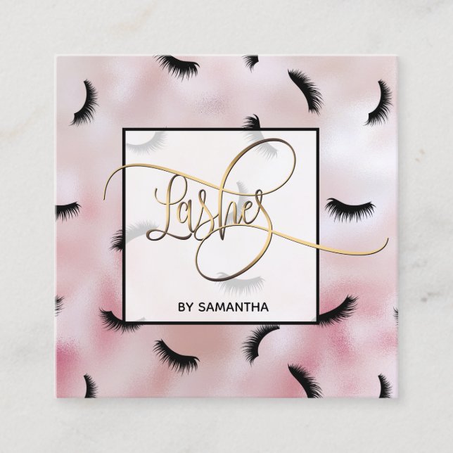 Lash Mönster Lash Eyelash Lash Artist Fyrkantigt Visitkort (Framsida)