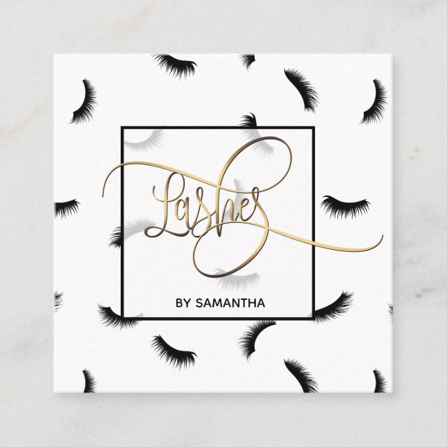 Lash Mönster Lash Eyelash Lash Artist Fyrkantigt Visitkort (Framsida)