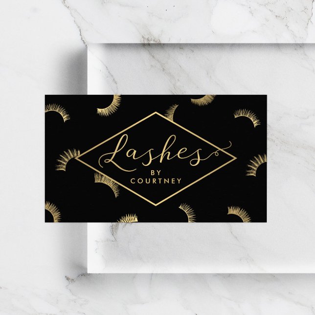 Lash Mönster Lash Salon Black/Guld Visitkort (Skapare uppladdad)