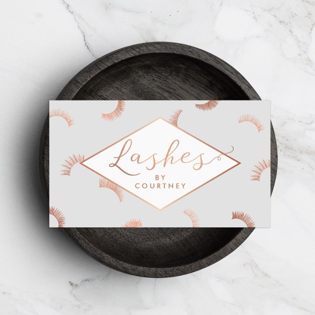 Lash Mönster Lash Salon Grått/Ro Guld Visitkort (Skapare uppladdad)
