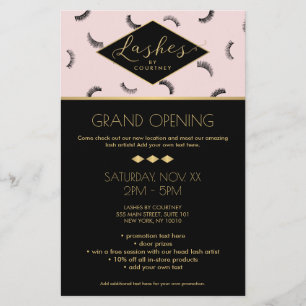 Lash Mönster Lash Salon Rosa/Black/Guld Flygblad