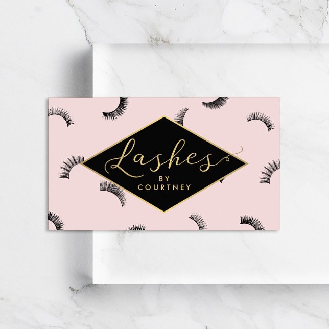 Lash Mönster Lash Salon Rosa/Black/Guld Visitkort (Skapare uppladdad)