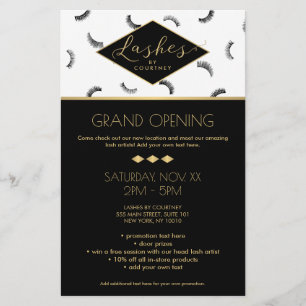 Lash Mönster Lash Salon White/Black/Guld Flygblad