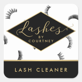 Lash Mönster Lash Salon White/Black/Guld Fyrkantigt Klistermärke