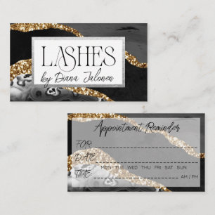 Lash Möte Reminder Guld Black Marble Visitkort