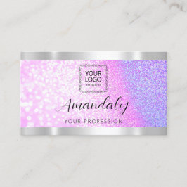 Lash Nagel QRCode Logotyp Glitter Lila,Rosa Visitkort