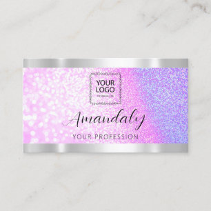 Lash Nagel QRCode Logotyp Glitter Lila,Rosa Visitkort