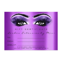 Lash Öga Lila Violet Makeup Certificate Gift