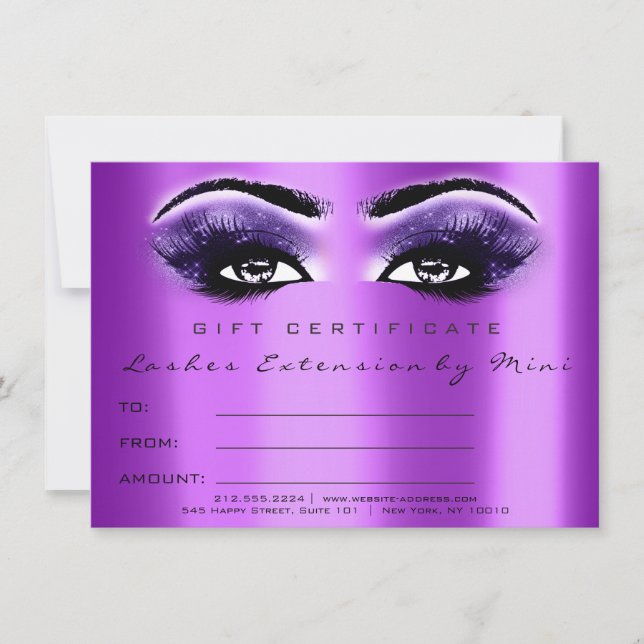 Lash Öga Lila Violet Makeup Certificate Gift (Framsida)