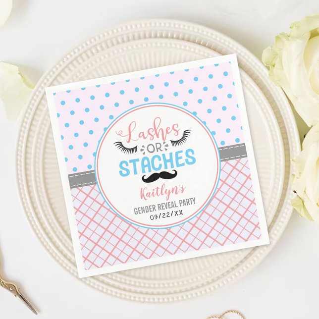 "Lash or Stache" Modern Gender i Party Pappersservett (Skapare uppladdad)