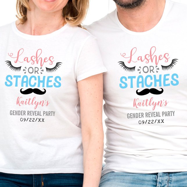 "Lash or Stache" Modern Gender i Party T Shirt (Skapare uppladdad)