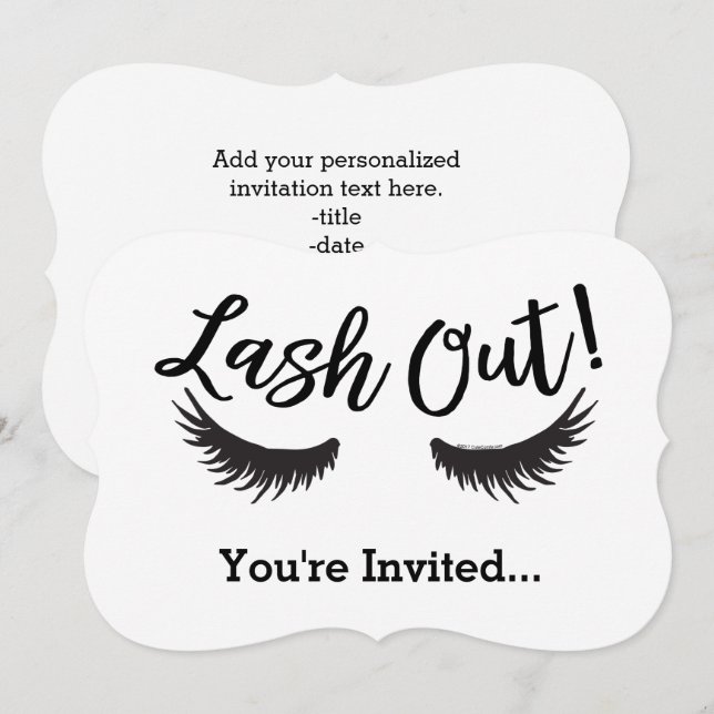 Lash out Eyelash Lash Salon Makeup Artist Inbjudningar (Fram/baksida)