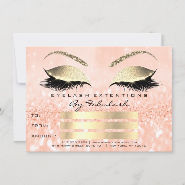 Lash Peach Guld Makeup Certificate Gift (Framsida)